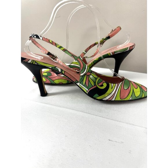 Circa Joan & David Pink-Green Slingback Heels Women’s Size 10M Retro Discocore - Picture 5 of 16